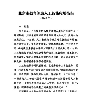 北京市教育领域人工智能应用指南（2024年）